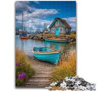 Puzzle da 1000 pezzi per adulti e adolescenti Barche su un'isola turistica per un gioco educativo, un'offerta regalo per tutta la famiglia, 26x38cm