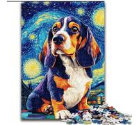 Puzzle da 1000 pezzi per adulti e adolescenti, Beagle sotto il cielo notturno, gioco per famiglie, antistress, sfida difficile, rafforza l'amore tra coppie (dimensioni 26x38cm)