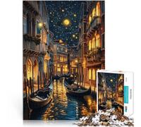 Puzzle da 1000 pezzi per adulti e adolescenti Bella notte a Venezia Fatto di legno Adatto a partire dai 14 anni Migliorare la memoria regali per amici e familiari misurare：50x75cm
