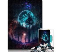 Puzzle da 1000 pezzi per adulti e adolescenti, bellissimo bosco con luna piena, puzzle per adolescenti, giocattolo educativo, divertenti giochi per famiglie, arredamento unico per la casa, 50x75cm