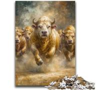 Puzzle da 1000 pezzi per adulti e adolescenti, bisonte che corre, 1000 pezzi per adulti, gioco stimolante, ideale come regalo per tutta la famiglia (75x50cm)