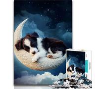 Puzzle da 1000 pezzi per adulti e adolescenti Border Collie addormentato, giochi educativi, decorazione per la casa, ideale come regalo per tutta la famiglia (38x26cm)