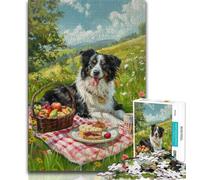 Puzzle da 1000 pezzi per adulti e adolescenti Border Collie felice, aiuta il cervello a esercitare giocattoli avvincenti per coltivare la pazienza Decorazione perfetta 38x26cm