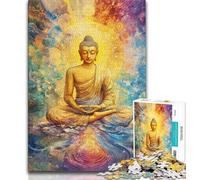 Puzzle da 1000 pezzi per adulti e adolescenti Buddha arcobaleno, sfida difficile antistress con poster abbinato e foglio di quiz 75x50cm