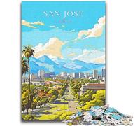 Puzzle da 1000 pezzi per adulti e adolescenti, California, San Jose, viaggio, giocattoli per l'intrattenimento della famiglia con poster abbinato e foglio di quiz (50x75cm)