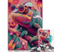 Puzzle da 1000 pezzi per adulti e adolescenti,Camaleonte con gli occhiali,divertenti giochi per famiglie,ideali come regali per tutta la famiglia,adatti per bambini di età tra 38x26cm e 14 anni