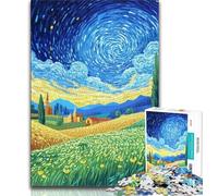 Puzzle da 1000 pezzi per adulti e adolescenti Campi sotto il cielo notturno, aiuta il cervello a esercitare giocattoli avvincenti per coltivare la pazienza Decorazione perfetta 38x26cm