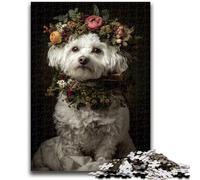 Puzzle da 1000 pezzi per adulti e adolescenti, cane Bichon Frise, antistress, per trascorrere il tempo libero, lista dei desideri con Babbo Natale, 26x38cm