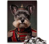 Puzzle da 1000 pezzi per adulti e adolescenti, cane in uniforme militare, aiuta il cervello a esercitare i giocattoli avvincenti per coltivare la pazienza, collezione di artisti, belle arti, 26x38cm