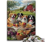 Puzzle da 1000 pezzi per adulti e adolescenti, cani durante un picnic, puzzle per adolescenti, antistress, per ammazzare il tempo in vacanza, per migliorare l'amore tra coppie, 50x75cm