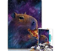Puzzle da 1000 pezzi per adulti e adolescenti Capibara mangia pizza, giocattoli educativi per l'apprendimento, giochi per famiglie, adatti per la decorazione del desktop, 38x26cm