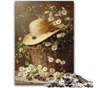 Puzzle da 1000 pezzi per adulti e adolescenti, cappello e cesto di fiori, gioco per famiglie, antistress, sfida difficile, regali di Babbo Natale segreto, 26x38cm