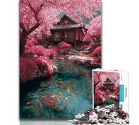 Puzzle da 1000 pezzi per adulti e adolescenti, casa sull'albero dei ciliegi in fiore, gioco stimolante, ideale come regalo per tutta la famiglia, 38x26cm