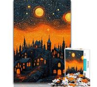 Puzzle da 1000 pezzi per adulti e adolescenti, castello notturno nel cielo, gioco stimolante e gioco educativo per famiglie, per compleanni e Natale, 38x26cm
