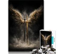 Puzzle da 1000 pezzi per adulti e adolescenti Cavaliere medievale Angelo, antistress per trascorrere il tempo a casa Interazione genitore-figlio (38x26cm)