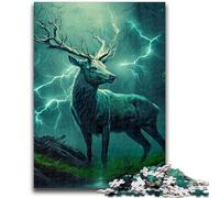 Puzzle da 1000 pezzi per adulti e adolescenti Cervo incantato nella tempesta Giocattolo educativo antistress Interazione genitore-figlio per bambini dai 14 anni in su 26x38cm
