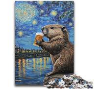 Puzzle da 1000 pezzi per adulti e adolescenti, cielo notturno, birra, capibara, giocattoli per l'intrattenimento della famiglia, gioco educativo per compleanno, Natale per età 14+, 26x38cm