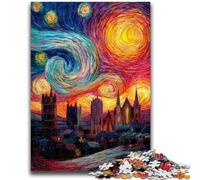 Puzzle da 1000 pezzi per adulti e adolescenti, cielo notturno, città, paesaggio urbano, aiuta il cervello a esercitare i giocattoli avvincenti per coltivare la pazienza, adatto alle coppie, 50x75cm