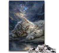 Puzzle da 1000 pezzi per adulti e adolescenti, cielo notturno, gatto che dorme, per età 14+, gioco intellettuale, regali di compleanno per Natale, 50x75cm