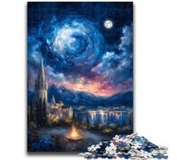 Puzzle da 1000 pezzi per adulti e adolescenti, città antica sotto il cielo notturno, giocattoli educativi per l'apprendimento, giochi per famiglie, regali per amici e parenti, 26x38cm