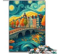 Puzzle da 1000 pezzi per adulti e adolescenti "Città sotto il cielo notturno", gioco stimolante e gioco per famiglie con pezzi completamente interconnessi e di forma casuale (dimensioni 26x38cm)