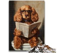 Puzzle da 1000 pezzi per adulti e adolescenti Cocker Spaniel seduto sul water Puzzle da 1000 pezzi, ideale come regalo per tutta la famiglia per età 14 (26x38cm)