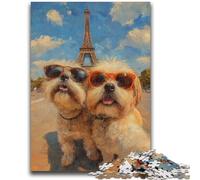 Puzzle da 1000 pezzi per adulti e adolescenti con cane che scatta selfie, antistress, sfida difficile, ideale come regalo per tutta la famiglia, 26x38cm