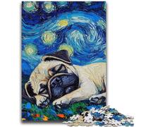 Puzzle da 1000 pezzi per adulti e adolescenti con carlino e cielo stellato, aiuta il cervello a esercitare i giocattoli che creano dipendenza per coltivare la pazienza, regalo per compleanni, 50x75cm