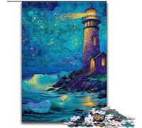 Puzzle da 1000 pezzi per adulti e adolescenti con cielo stellato e faro, giochi educativi, decorazione per la casa, adatti per la decorazione del desktop dimensioni 26x38cm