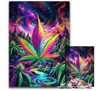Puzzle da 1000 pezzi per adulti e adolescenti, con foglie psichedeliche colorate, puzzle in legno, adolescenti, coppie e amici per compleanni e Natale, 50x75cm