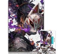 Puzzle da 1000 pezzi per adulti e adolescenti con maschera di volpe anime, difficile da completare ma divertente e umoristico, unico, decorativo e regalo, 50x75cm