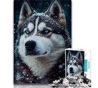 Puzzle da 1000 pezzi per adulti e adolescenti con ritratto di husky, giocattoli educativi per l'apprendimento, giochi per famiglie che migliorano l'amore tra coppie (38x26cm)