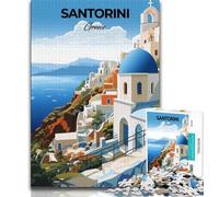 Puzzle da 1000 pezzi per adulti e adolescenti con tema Santorini, Grecia, gioco stimolante e gioco per famiglie, ideale come regalo per tutta la famiglia, 50x75cm