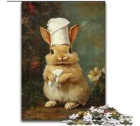 Puzzle da 1000 pezzi per adulti e adolescenti, coniglietto che gioca con la carta igienica Difficile da completare ma divertente e umoristico, con poster abbinato e foglio di quiz 50x75cm