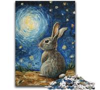 Puzzle da 1000 pezzi per adulti e adolescenti Coniglio sotto il cielo notturno Aiuta il cervello a esercitare Giocattoli avvincenti per coltivare la pazienza Regalo per compleanni 50x75cm
