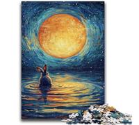 Puzzle da 1000 pezzi per adulti e adolescenti Coniglio sotto la luna Aiuta il cervello a esercitare Giocattoli avvincenti per coltivare la pazienza Interazione genitore-figlio 26x38cm