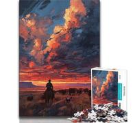 Puzzle da 1000 pezzi per adulti e adolescenti, Cowboys nella prateria, giocattolo educativo intellettuale decomprimente, ideale come regalo per tutta la famiglia (75x50cm)