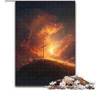 Puzzle da 1000 pezzi per adulti e adolescenti Croce al tramonto, aiuta il cervello a esercitare giocattoli avvincenti per coltivare la pazienza e migliorare la memoria 50x75cm
