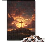 Puzzle da 1000 pezzi per adulti e adolescenti, Croce al tramonto, giocattolo educativo intellettuale decomprimente, regalo di compleanno, regali dimensioni 26x38cm