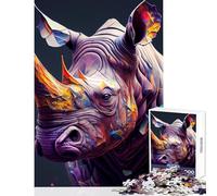 Puzzle da 1000 pezzi per adulti e adolescenti decorazione da parete con giocattolo "Il rinoceronte timido" regali di Babbo Natale segreto giochi divertenti per migliorare l'amore tra coppie 38x52cm