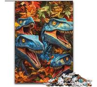Puzzle da 1000 pezzi per adulti e adolescenti Dinosauri tra le foglie cadute, giochi educativi, decorazione per la casa, adatti per la decorazione della scrivania dimensioni 26x38cm