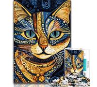 Puzzle da 1000 pezzi per adulti e adolescenti, dipinto a olio con gatto nero, sfida difficile contro lo stress Ogni pezzo è unico Gioco divertente e stimolante per tutta la famiglia, 38x26cm
