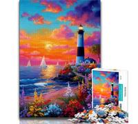 Puzzle da 1000 pezzi per adulti e adolescenti, dipinto a olio del faro, giochi educativi, decorazione per la casa, ideale come regalo per tutta la famiglia, 38x26cm