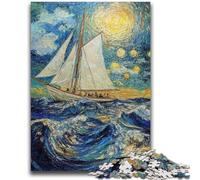 Puzzle da 1000 pezzi per adulti e adolescenti, dipinto a olio di barche a vela, gioco educativo, regalo per tutta la famiglia, 26x38cm