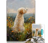 Puzzle da 1000 pezzi per adulti e adolescenti, dipinto a olio di un cane, sfida difficile antistress con poster abbinato e foglio di quiz 38x26cm