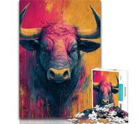 Puzzle da 1000 pezzi per adulti e adolescenti, dipinto a olio di un toro, adatto come decorazione da scrivania per bambini dai 14 anni in su (dimensioni 75x50cm)