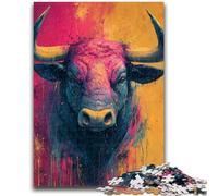Puzzle da 1000 pezzi per adulti e adolescenti, dipinto a olio di un toro, antistress, sfida difficile, ideale come regalo per tutta la famiglia, 50x75cm