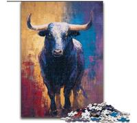 Puzzle da 1000 pezzi per adulti e adolescenti, dipinto a olio di un toro, giocattolo educativo ideale come regalo per tutta la famiglia (dimensioni 26x38cm)
