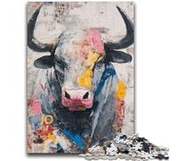 Puzzle da 1000 pezzi per adulti e adolescenti, dipinto a olio di un toro, per bambini dai 14 anni in su, ideale come regalo per tutta la famiglia, 38x26cm