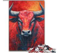 Puzzle da 1000 pezzi per adulti e adolescenti, dipinto a olio raffigurante un toro, adatto a partire dai 14 anni, ideale come regalo per tutta la famiglia dimensioni 26x38cm
